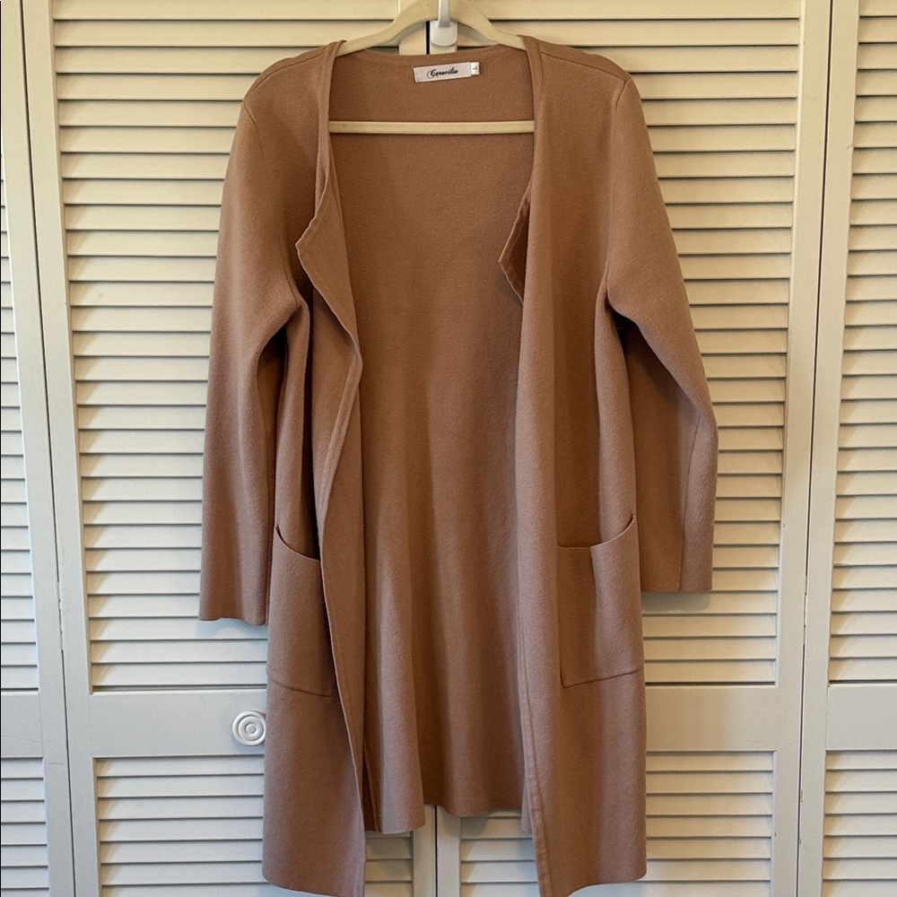 Caracilia (Amazon) Elegant Tan Cardigan Sweater - Picture 1 of 7